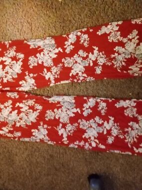 Wide Leg Floral Pants in Red by